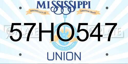 57HO547 Mississippi License Plate