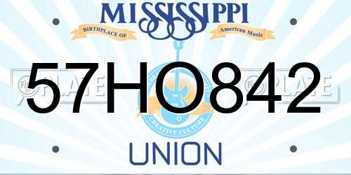 57HO842 Mississippi License Plate
