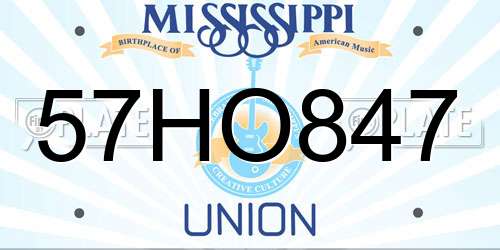 57HO847 Mississippi License Plate