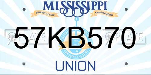 57KB570 Mississippi License Plate