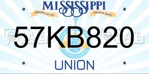 57KB820 Mississippi License Plate