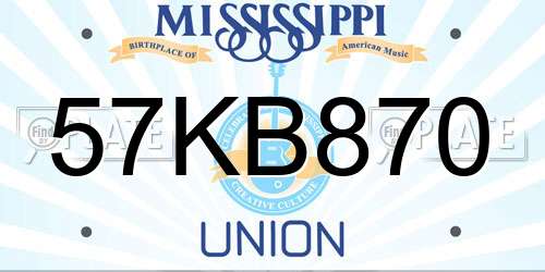 57KB870 Mississippi License Plate