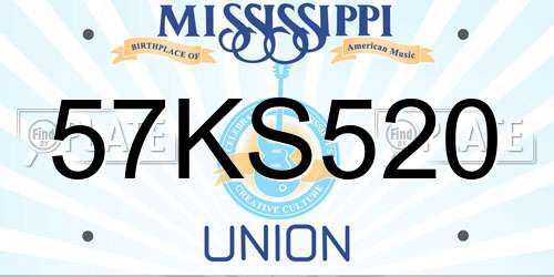 57KS520 Mississippi License Plate