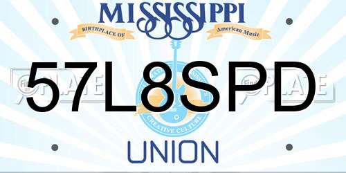 57L8SPD Mississippi License Plate