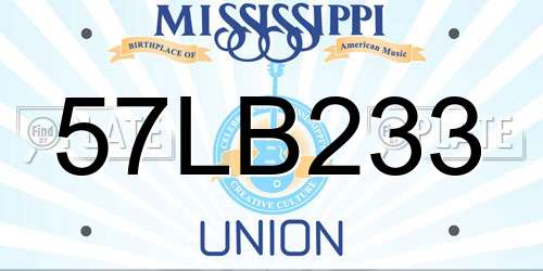 57LB233 Mississippi License Plate