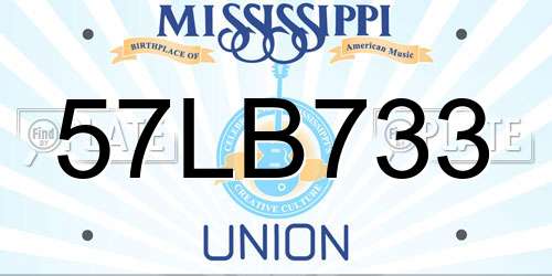 57LB733 Mississippi License Plate