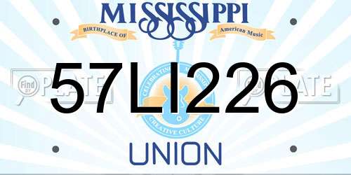 57LI226 Mississippi License Plate