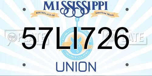 57LI726 Mississippi License Plate