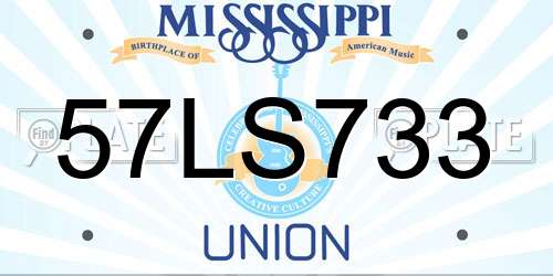 57LS733 Mississippi License Plate