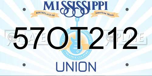 57OT212 Mississippi License Plate