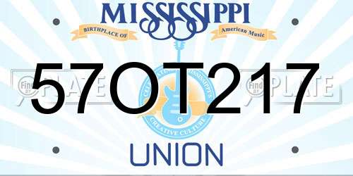 57OT217 Mississippi License Plate