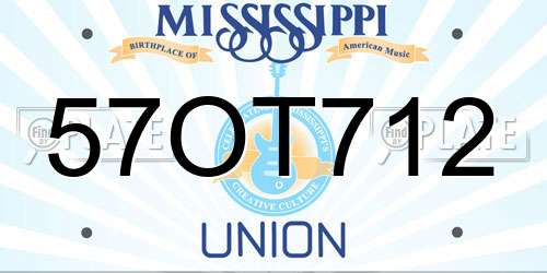 57OT712 Mississippi License Plate