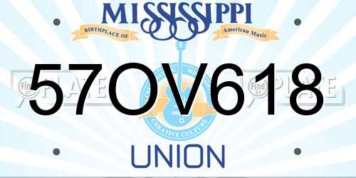 57OV618 Mississippi License Plate
