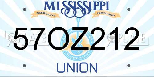 57OZ212 Mississippi License Plate