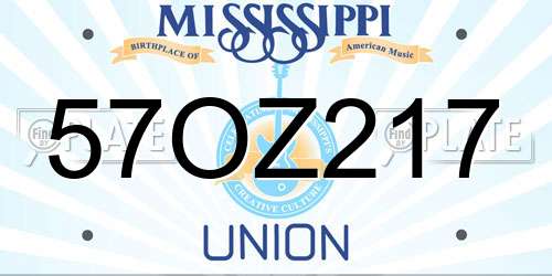 57OZ217 Mississippi License Plate