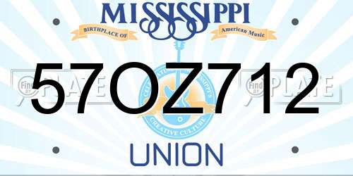57OZ712 Mississippi License Plate