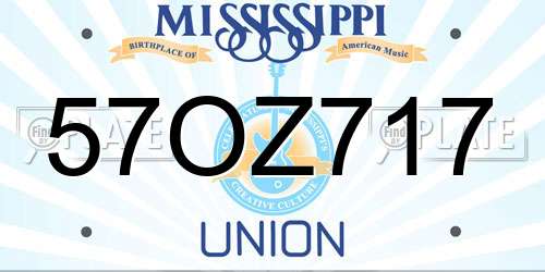 57OZ717 Mississippi License Plate