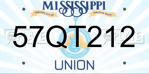 57QT212 Mississippi License Plate