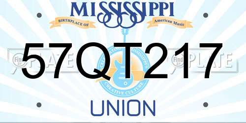 57QT217 Mississippi License Plate