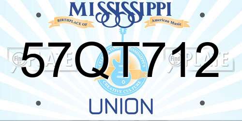 57QT712 Mississippi License Plate