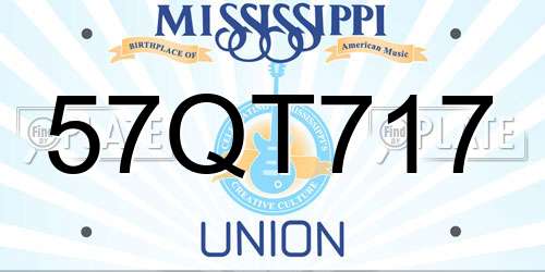 57QT717 Mississippi License Plate