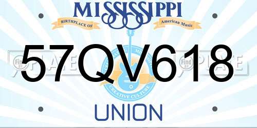 57QV618 Mississippi License Plate