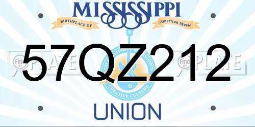57QZ212 Mississippi License Plate