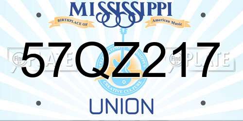 57QZ217 Mississippi License Plate