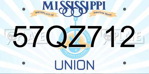 57QZ712 Mississippi License Plate