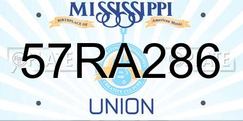 57RA286 Mississippi License Plate