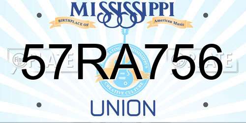 57RA756 Mississippi License Plate
