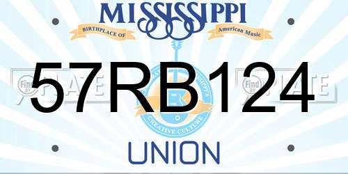 57RB124 Mississippi License Plate