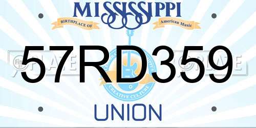 57RD359 Mississippi License Plate