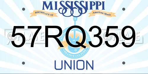 57RQ359 Mississippi License Plate