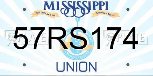57RS174 Mississippi License Plate