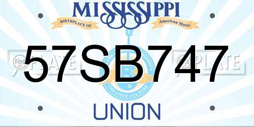 57SB747 Mississippi License Plate