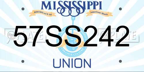 57SS242 Mississippi License Plate