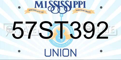 57ST392 Mississippi License Plate