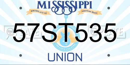 57ST535 Mississippi License Plate