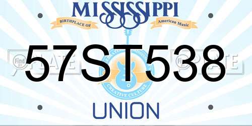 57ST538 Mississippi License Plate