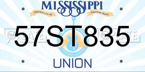 57ST835 Mississippi License Plate