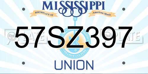 57SZ397 Mississippi License Plate