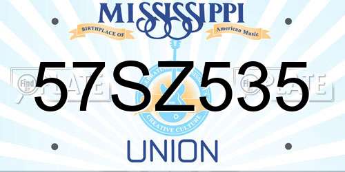 57SZ535 Mississippi License Plate
