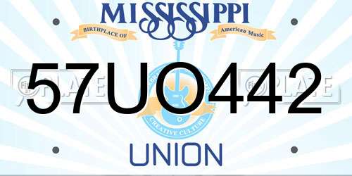 57UO442 Mississippi License Plate