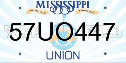 57UO447 Mississippi License Plate