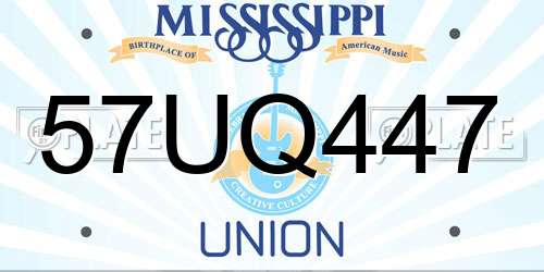 57UQ447 Mississippi License Plate