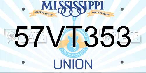 57VT353 Mississippi License Plate
