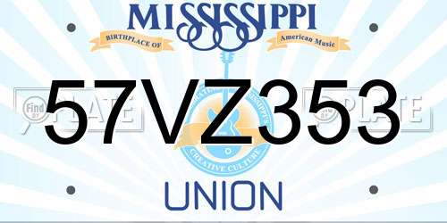 57VZ353 Mississippi License Plate