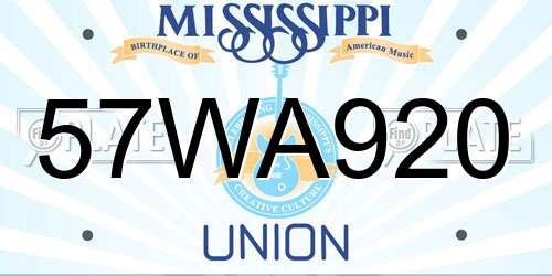 57WA920 Mississippi License Plate