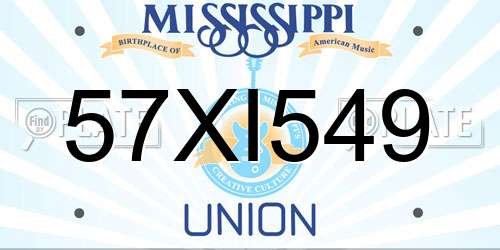 57XI549 Mississippi License Plate